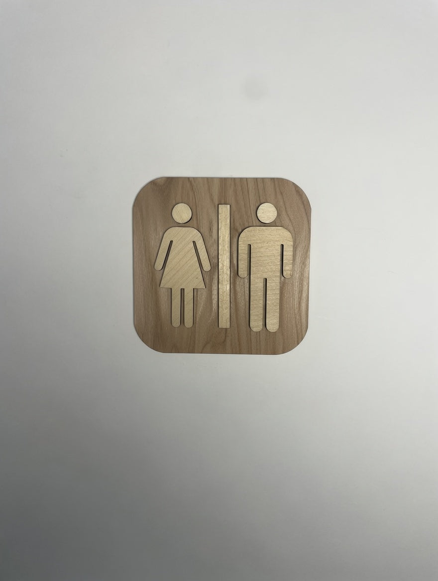 Pictogramme WC Toilettes en bois - Signalétique Panneau de porte