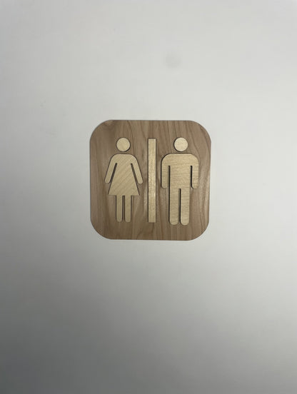 Pictogramme WC Toilettes en bois - Signalétique Panneau de porte