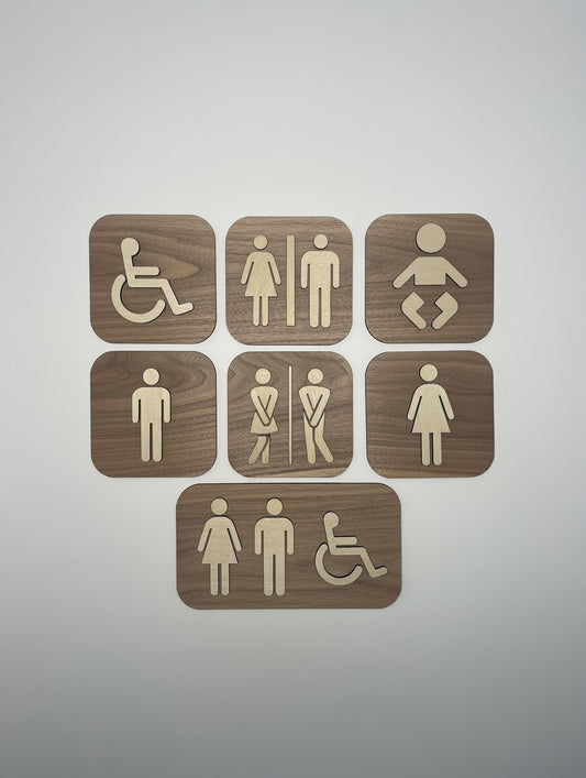 Pictogramme WC Toilettes en bois - Signalétique Panneau de porte