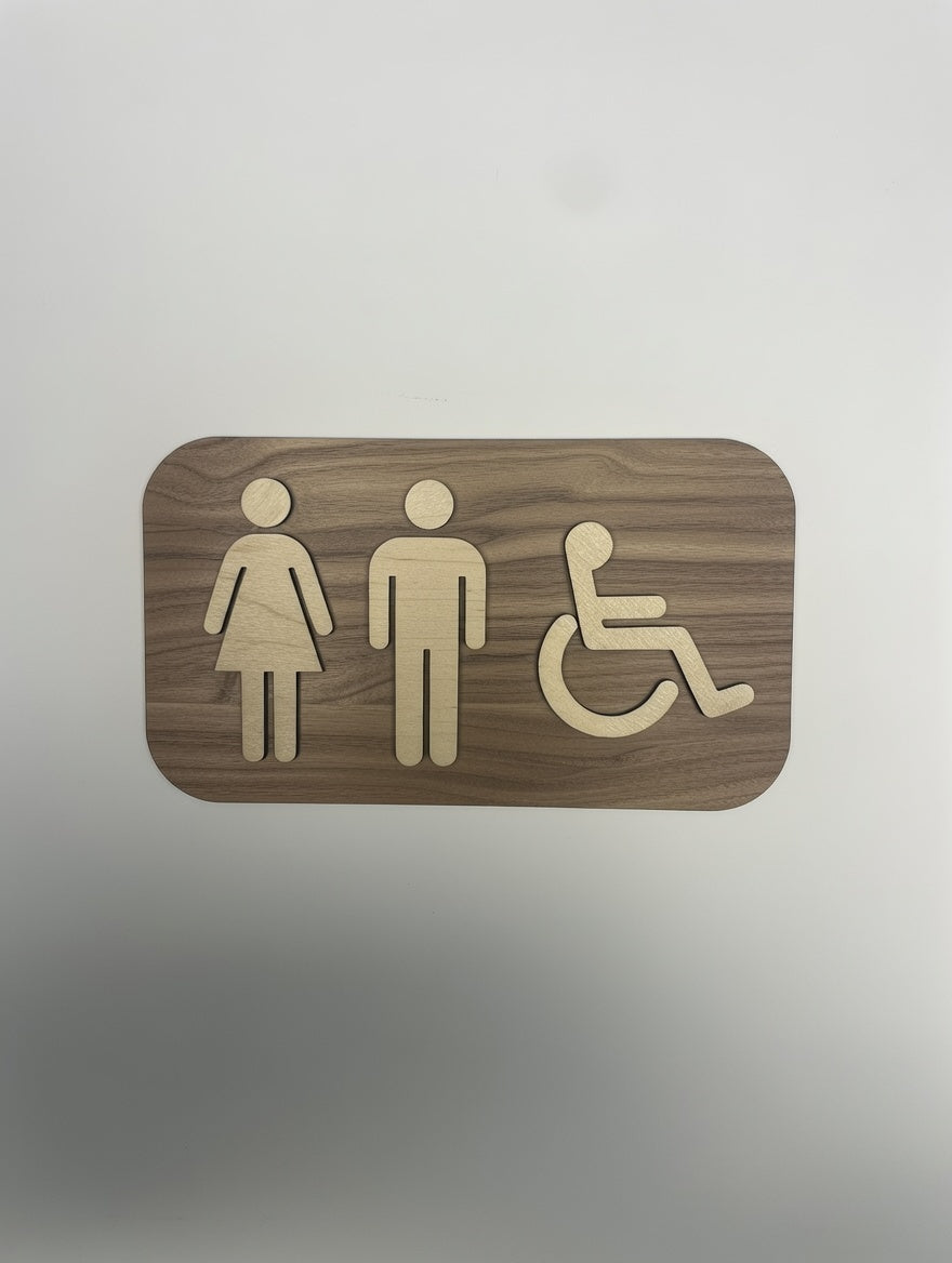 Pictogramme WC Toilettes en bois - Signalétique Panneau de porte