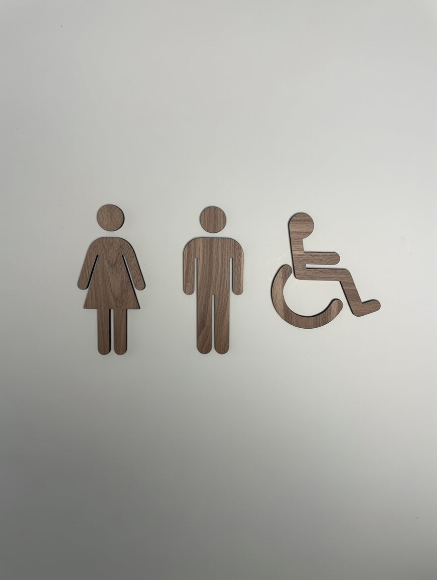 Pictogrammes en Bois pour WC et Toilettes – Signalétique pour porte élégante
