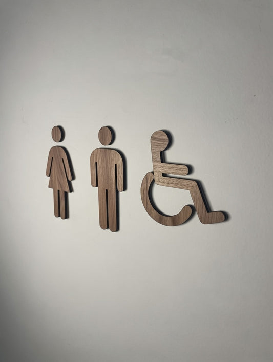 Pictogrammes en Bois pour WC et Toilettes – Signalétique pour porte élégante