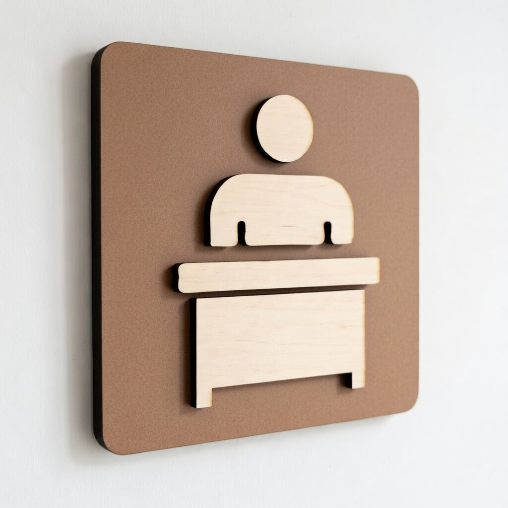 Plaque de bureau en bois – Signalétique porte / identification d’espace professionnel