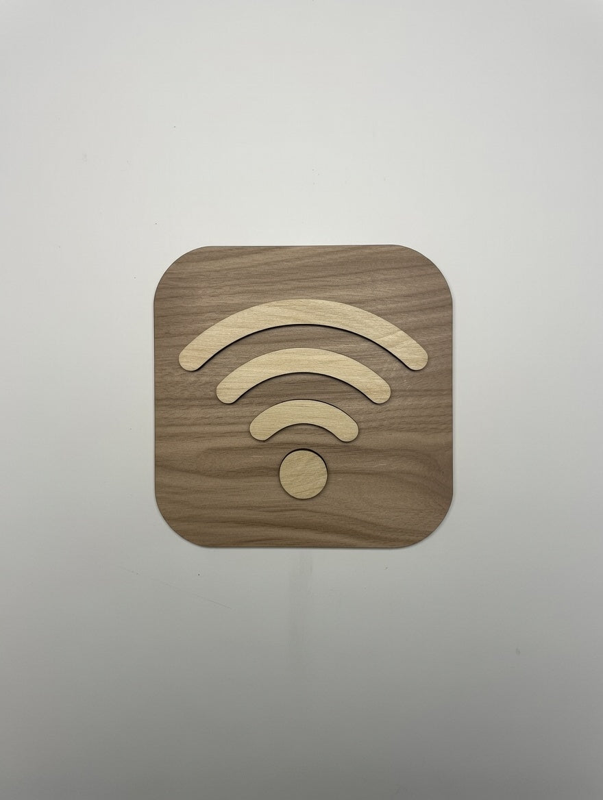 panneau zone wifi en bois - Signalétique Pictogramme en bois