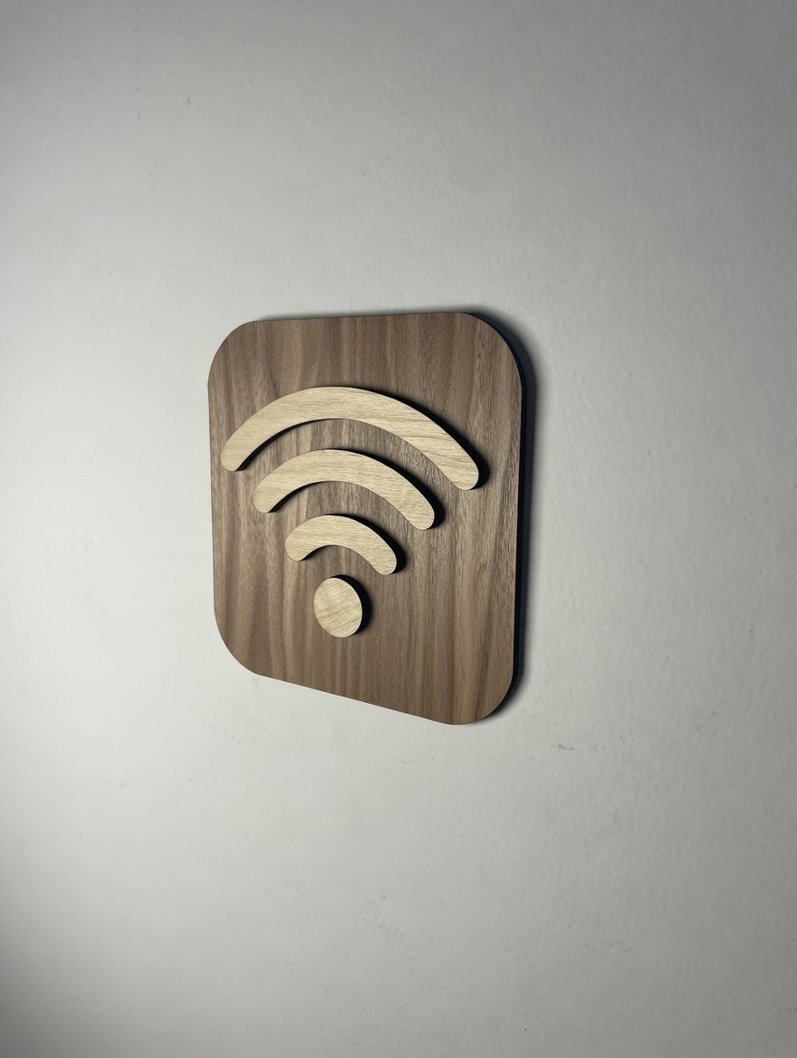 panneau zone wifi en bois - Signalétique Pictogramme en bois